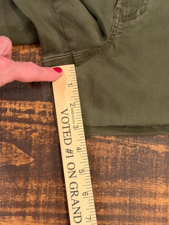 Dear John Olive Green Jean Shorts with Front Patch Pockets - Picture 4 of 6